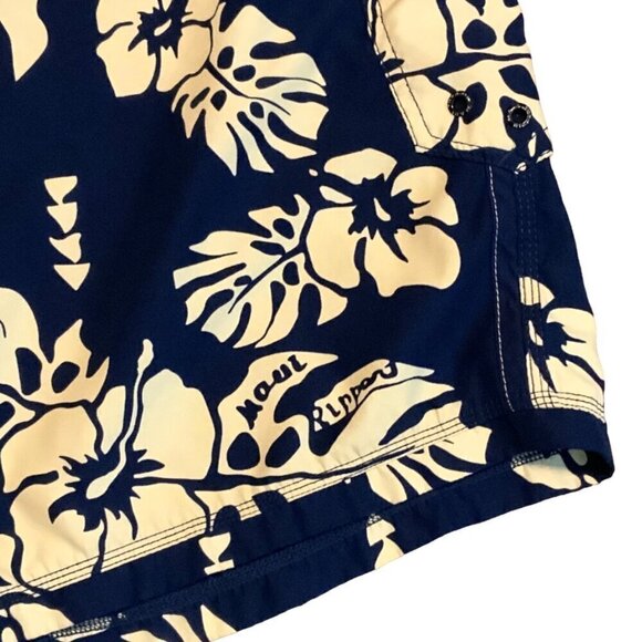 Maui Rippers Hawaiian Floral Board Shorts Mens Size 48 Navy Blue Hibiscus Print - Picture 8 of 8